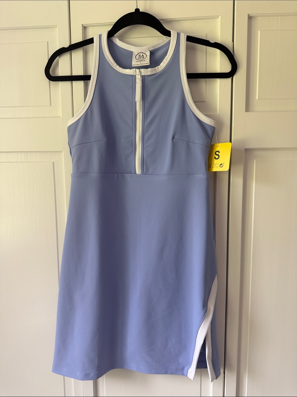 NWT Periwinkle Zip-Front Athletic Dress with White Trim